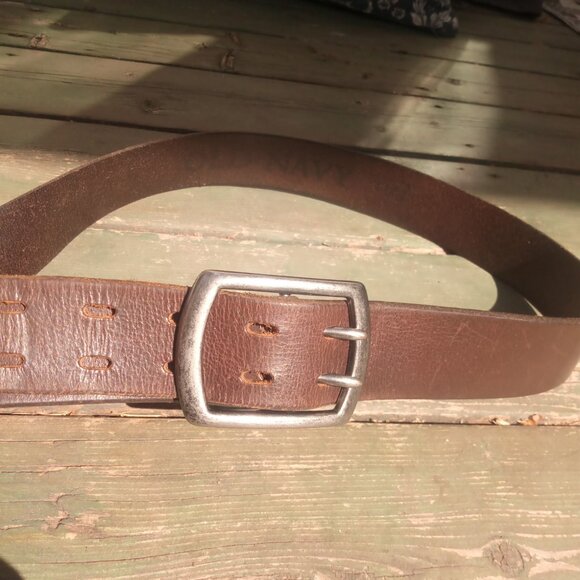 Vintage Old Navy Double Notch Unisex Real Leather Belt - LG - Picture 3 of 9